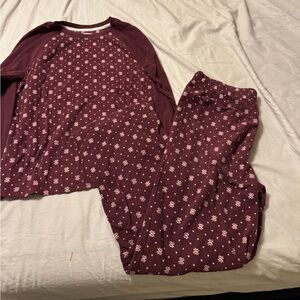 Sonoma Pajama Set in Burgundy and White